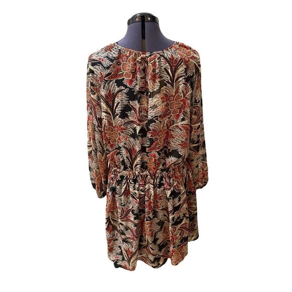 Mango Floral Chiffon Dress black red print US size 12 - Picture 11 of 15